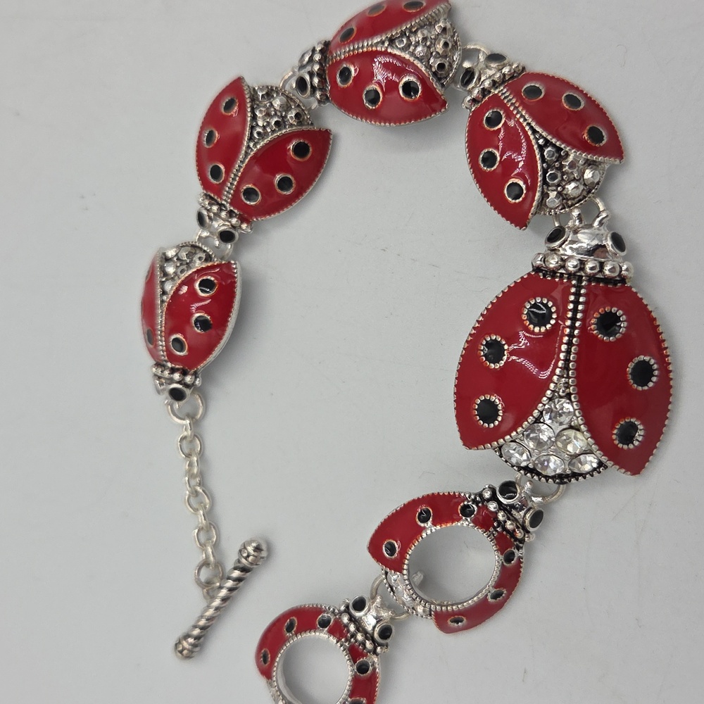 Elegant Ladybug Silver Bracelet - Picture 3 of 4